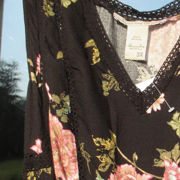 Relisted American Rag floral print sleeveless dress w crochet like detail 3X jrs - Picture 5 of 16
